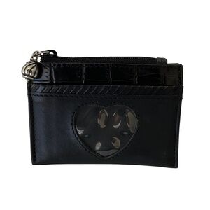 Brighton black leather coin card case wallet photo holder